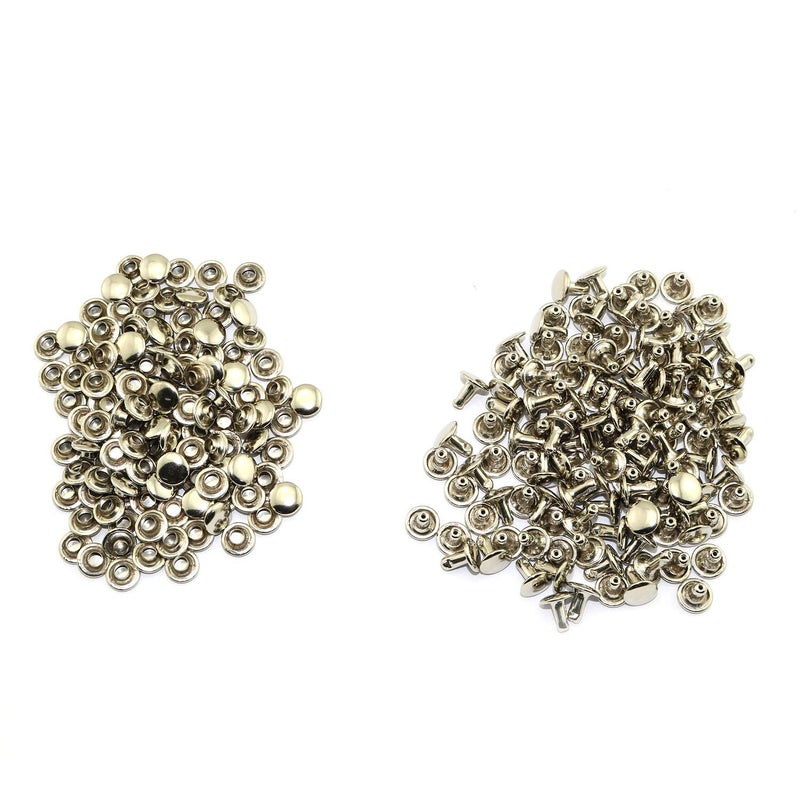 RuiLing 120pcs 8x8mm Silver Double Cap Rapid Rivets Round Head Decorative Rivets DIY Leather Craft Studs 5/16 inch - Image 1